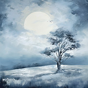 Blue Symphony - Blue and Gray Art Painting by Lourry Legarde