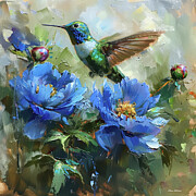 Blue Throated Hummingbird Painting by Tina LeCour Blue Throated Hummingbird Painting by Tina LeCour