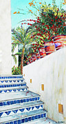 Blue Tiled Stairs Painting by NL Galbraith