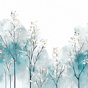 Blue White and Gray Trees Painting by Lourry Legarde