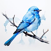 Bluebird Watercolor Painting by Lourry Legarde