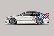 BMW 3 Series E36 M3 GTR Coupe Touring Car Digital Art by Tom Mayer II Monkey Crisis On Mars