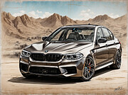 Bmw M5 Digital Art by Marc Etherington