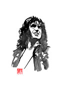 Bon Scott Drawing by Pechane Sumie