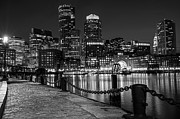 Boston Waterfront Boston Skyline Black and White Photograph by Toby McGuire