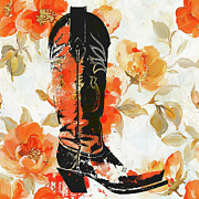 Botanical Cowboy Boot Painting by Tina LeCour Botanical Cowboy Boot Painting by Tina LeCour