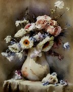 Bouquet of flowers in vase Digital Art by Samuel HUYNH