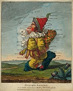 Bowles and Carver - Geography Bewitched or a droll Caricature of Scotland - c1790 Digital Art by Vintage Map