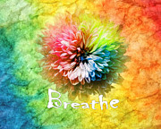 Breathe Flower Splash Mixed Media by Follow Themoonart