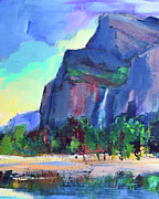 Bridalveil Falls - Yosemite National Park Painting by Elise Palmigiani Bridalveil Falls - Yosemite National Park Painting by Elise Palmigiani