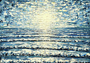 Bright Blue Sea Dancing on the Waves Painting by Pete Caswell