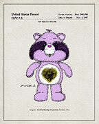 Bright Heart Racoon Care Bear Patent - Colorized Digital Art by Dale Kincaid
