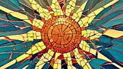 Broken Sun Tile Mosaic Digital Art by David Manlove