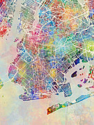 Brooklyn New York City Street Map #52 Digital Art by Michael Tompsett