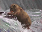 Brooks Falls Brown Bear Digital Art by Larry Whitler