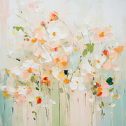 Brush of Spring - Pastel Flowers Abstract Painting by Lourry Legarde