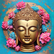 Buddha Face Lotus 5 Painting by Mark Ashkenazi