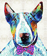 Bull Terrier Art - Party Animal - Sharon Cummings Painting by Sharon Cummings