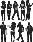 Businesspeople in various actions Drawing by 4x6