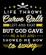 But God Gave Christian Baseball Jesus Gift Curve Ball Drawing by Noirty Designs