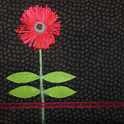 Button Flower - Red Tapestry - Textile by Pam Geisel