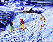 Cabane Restaurant Verbier Painting by Pete Caswell