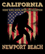 California Newport Beach Bigfoot USA Flag Sasquatch lovers Digital Art by Elsayed Atta