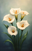 Calla Lilies Wall Art Vintage Oil Painting Digital Art by Vintage Wall Art