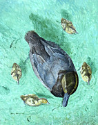 Canvasback with Young Painting by Barry Kent MacKay