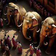 Caparisoned elephants at Hindu temple festiva - #aYearForArt Photograph by Steve Estvanik Caparisoned elephants at Hindu temple festiva - #aYearForArt Photograph by Steve Estvanik