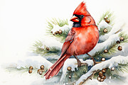 Cardinal in a Snowy Landscape Painting by Lourry Legarde Cardinal in a Snowy Landscape Painting by Lourry Legarde