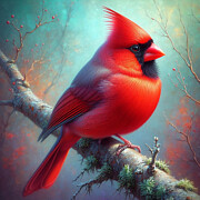 Cardinal Portrait Digital Art by Allen Nice-Webb