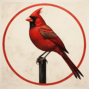Cardinal's Crimson Halo Painting by Lourry Legarde Cardinal's Crimson Halo Painting by Lourry Legarde