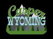 Casper Wyoming Retro Mountains Trees Digital Art by Flo Karp