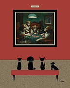 Cat and Dogs Admire Poker Game Painting Digital Art by Donna Mibus