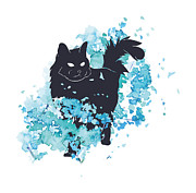 Cat black and blue watercolor Digital Art by Matthias Hauser