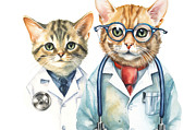Cat Breed Golden Chinchilla Doctor With A Stethoscope In A Medic Painting by N Akkash