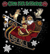 Cats For Everyone Santa Gives Away Kittens Digital Art by Mister Tee