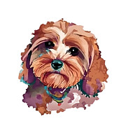 Cavoodle dog breed, watercolour style cute and fluffy, dog lover Painting by Mounir Khalfouf