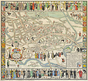 Cecily Peele - Map of Oxford's History with some of her Worthies - c1935 Digital Art by Vintage Map