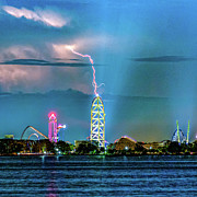 Cedar Point Amusement Park Lightning Storm Lightning Strike Only Version Sandusky Ohio v4  Photograph by Dave Morgan