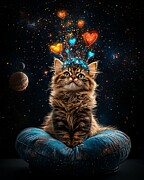 Celestial Kitten Valentine Digital Art by Ben Tomball