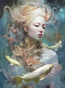 Celestial Koi Geisha Digital Art by Shanina Conway