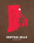 Central Falls Rhode Island City Map Founded 1895 Brown University Color Palette Mixed Media by Design Turnpike
