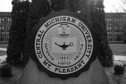 Central Michigan State University Seal black and white Photograph by Eldon McGraw