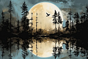 Cerulean Night - Teal and Yellow Art Painting by Lourry Legarde Cerulean Night - Teal and Yellow Art Painting by Lourry Legarde