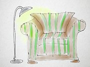 Chair and lamp Digital Art by Jerry Fess
