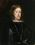 'Charles II, King of Spain', ca. 1680, Spanish School. FELIPE IV HIJO. Painting by Juan Carreno de Miranda -1614-1685-