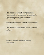 Charlie and the Chocolate Factory - Roald Dahl Quote - Literature - Typewriter Print - Vintage Digital Art by Studio Grafiikka