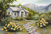 Charming Little Cottage Painting by Tina LeCour Charming Little Cottage Painting by Tina LeCour